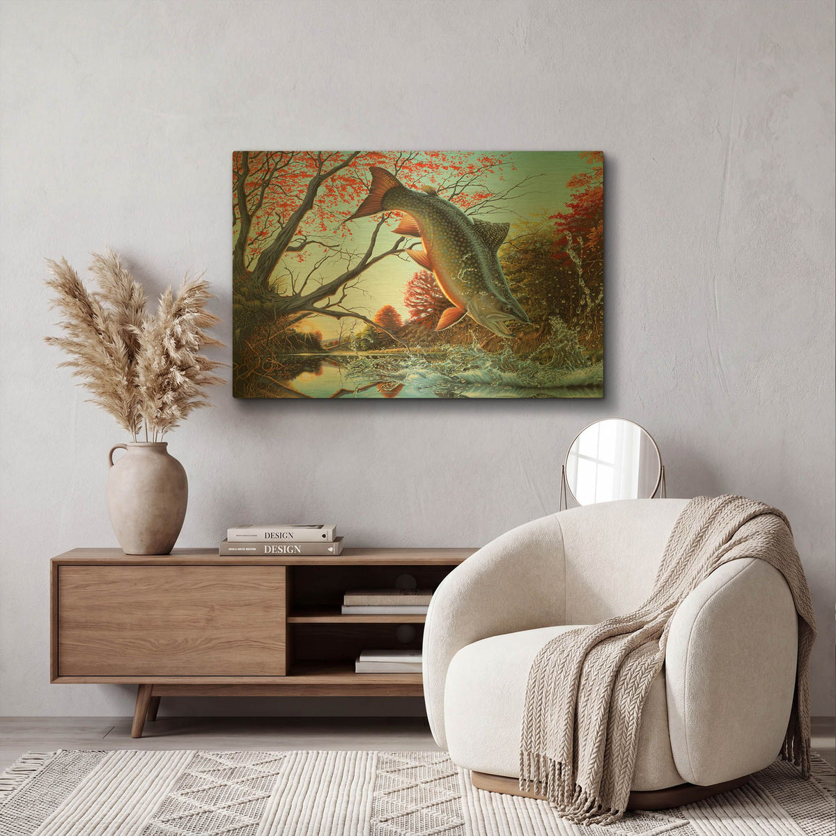 'Splash of Color - Brook Trout' By Mark Mueller Wildlife Art Gold Metal Wall Art