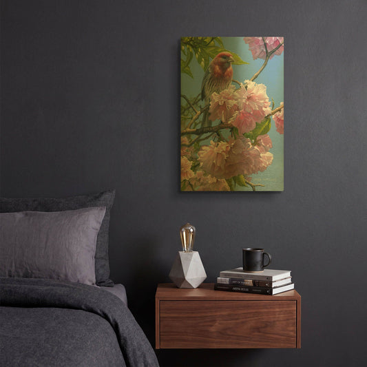 'Spring Glory - House Finch' By Mark Mueller Wildlife Art Gold Metal Wall Art