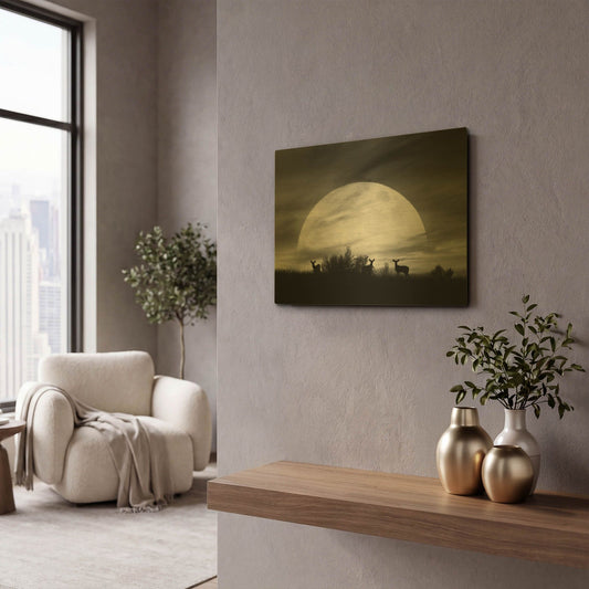 'Moonlight Silhouette, Farmington Hills, Michigan 12' By Monte Nagler Gold Metal Wall Art