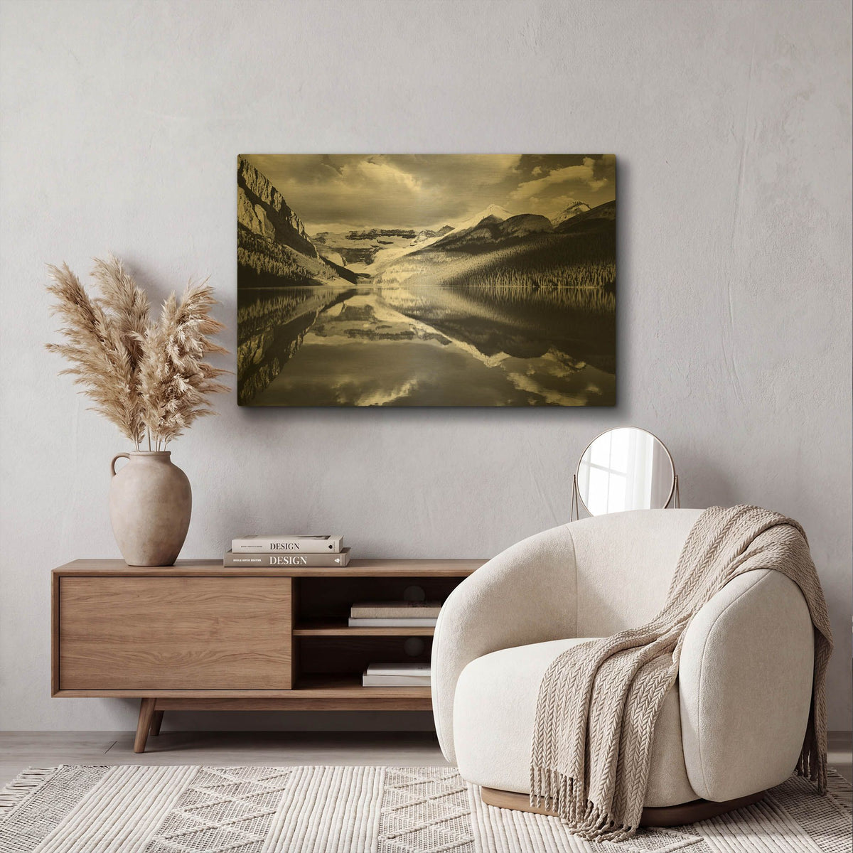'Lake Louise Reflections, Canadian Rockies 06' By Monte Nagler Gold Metal Wall Art