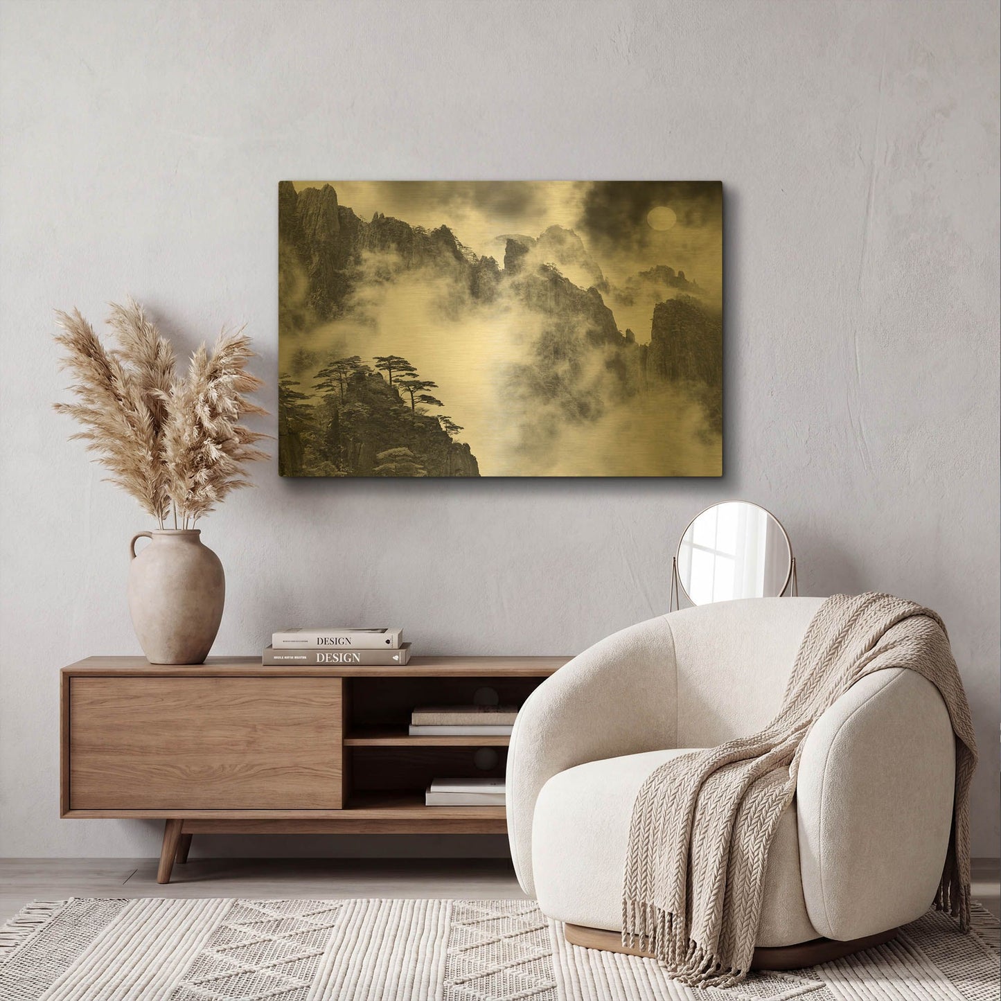 'Huangshan Sunrise, Anhui Province, China 12' By Monte Nagler Gold Metal Wall Art