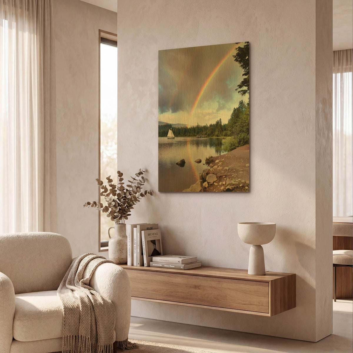'Sailing Under Rainbows, Oregon 97' By Monte Nagler Gold Metal Wall Art