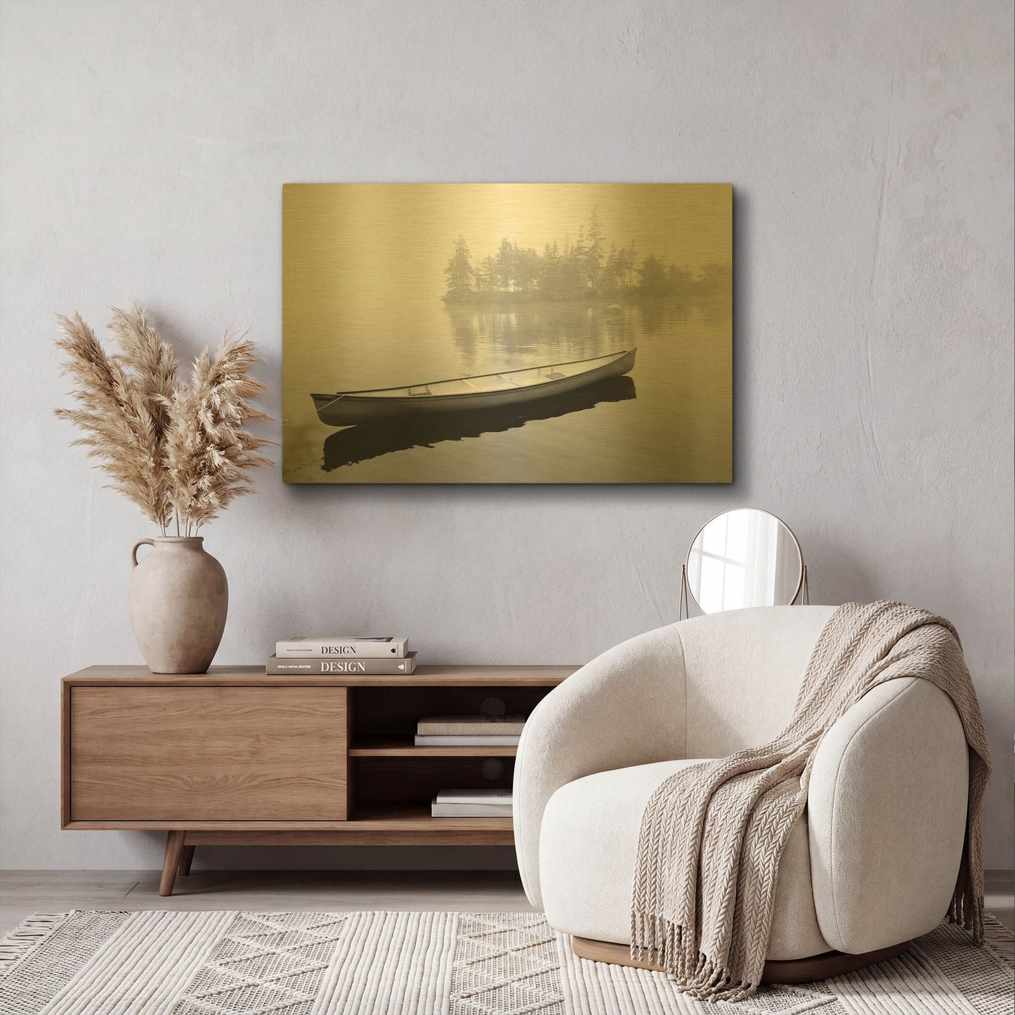 'Lone Canoe, Nova Scotia, Canada 04' By Monte Nagler Gold Metal Wall Art