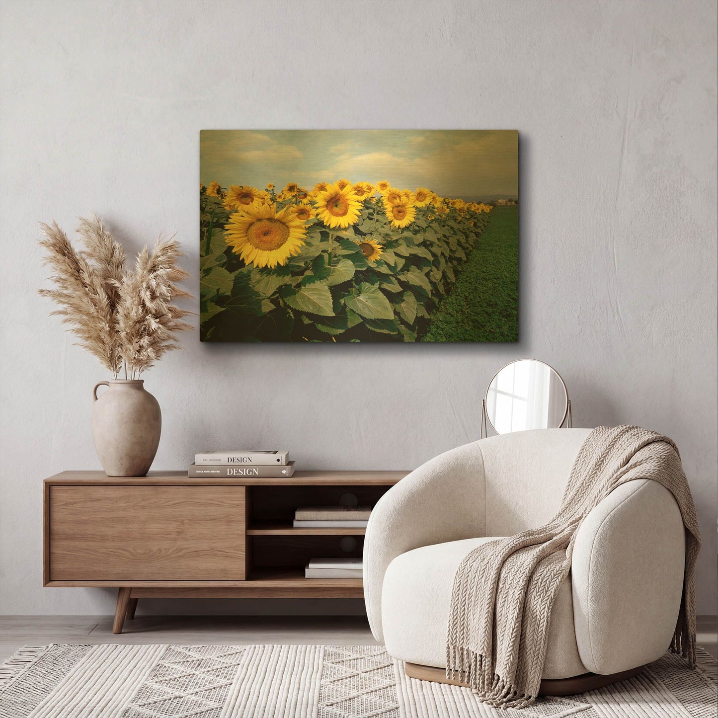 'Sunflowers Sentinels, Rome, Italy 87' By Monte Nagler Gold Metal Wall Art