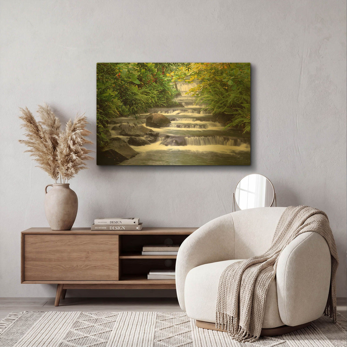 'Terraced Falls' By Monte Nagler Gold Metal Wall Art