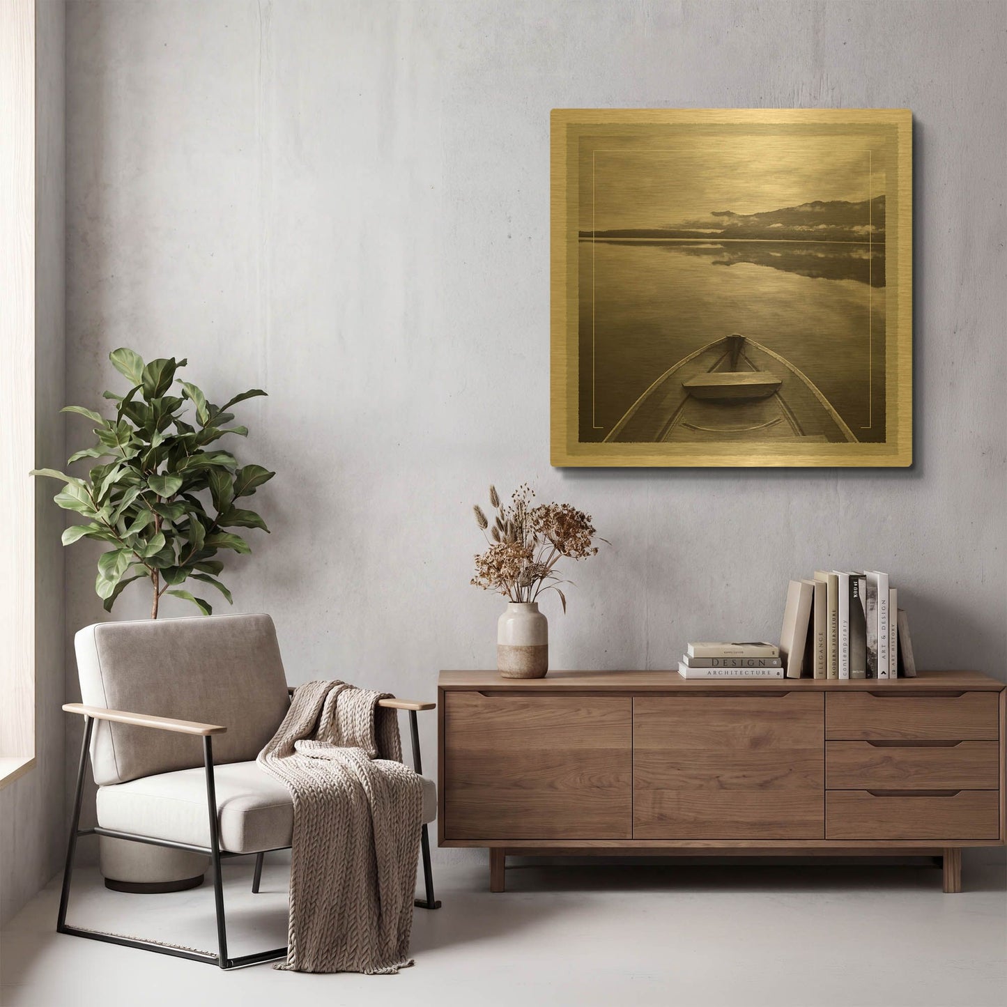 'Lake Quinault' By Monte Nagler Gold Metal Wall Art