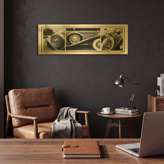 'Dusenberg Montage 1' By Monte Nagler Gold Metal Wall Art