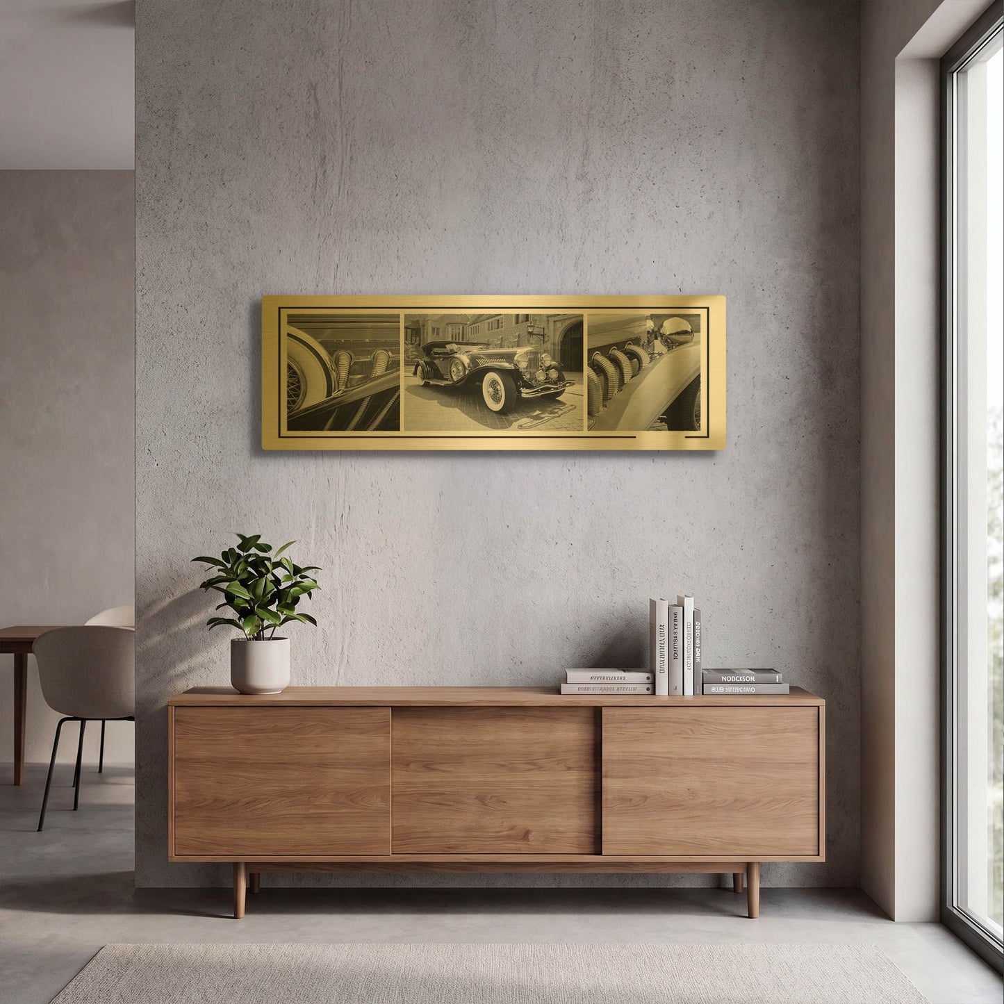 'Dusenberg Montage 2' By Monte Nagler Gold Metal Wall Art