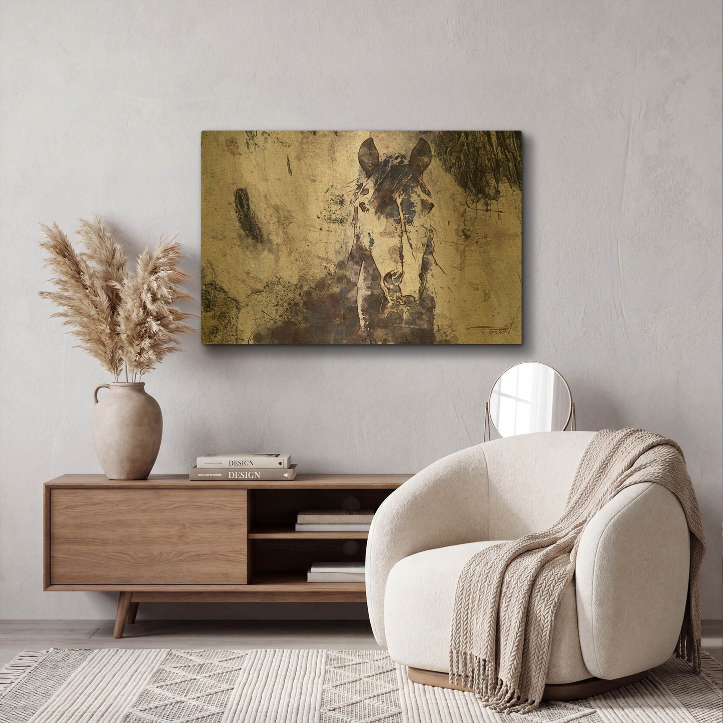 'Mustang Horse 22' By Irena Orlov Gold Metal Wall Art