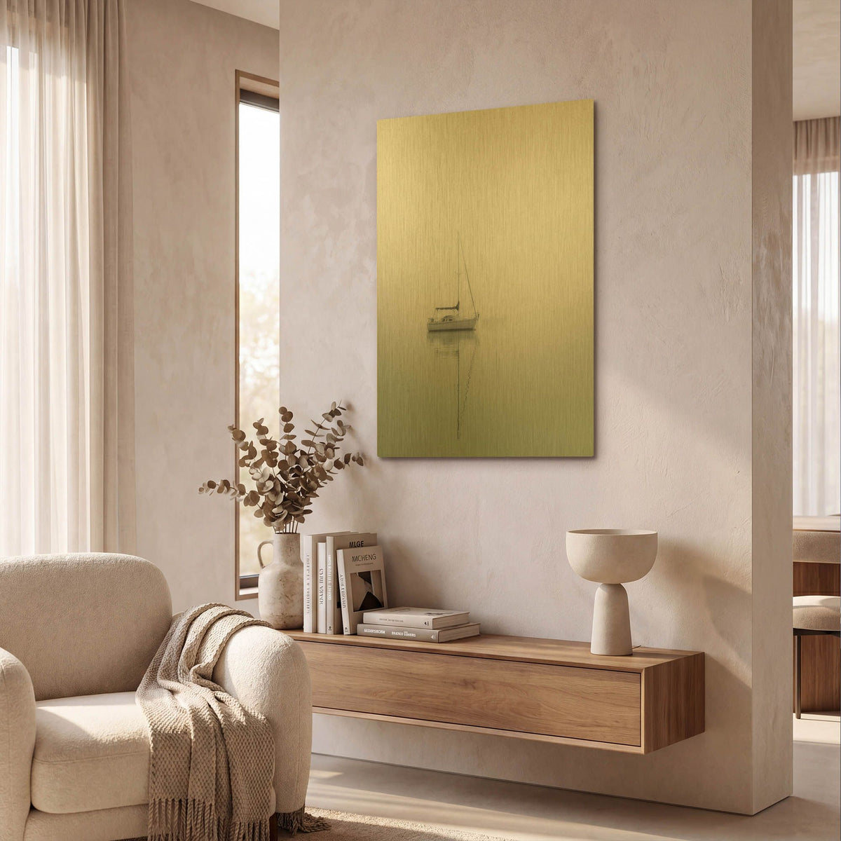 'Sailboats' By Nicholas Bell Photography Gold Metal Wall Art