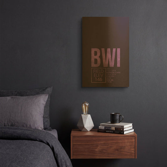 'BWI ATC' By O8 Left Gold Metal Wall Art
