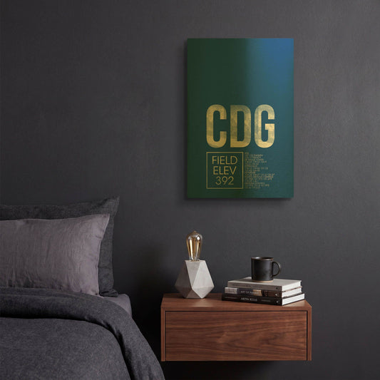 'CDG ATC' By O8 Left Gold Metal Wall Art