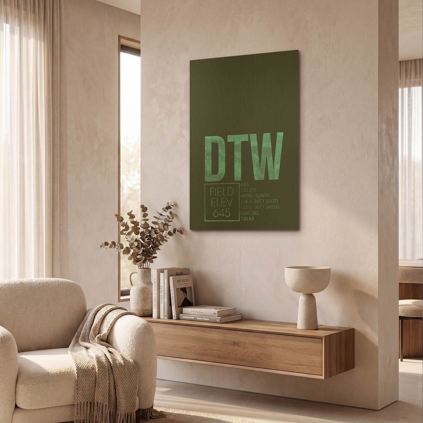 'DTW ATC' By O8 Left Gold Metal Wall Art