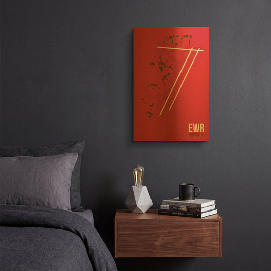 'EWR Airport Layout' By O8 Left Gold Metal Wall Art