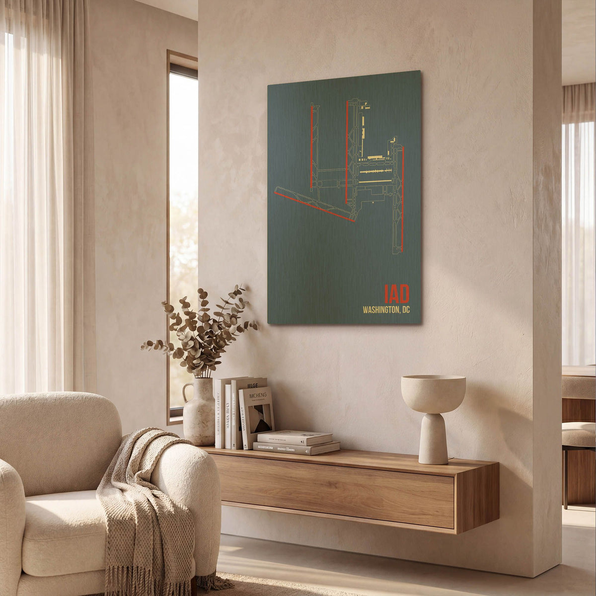'IAD Airport Layout' By O8 Left Gold Metal Wall Art