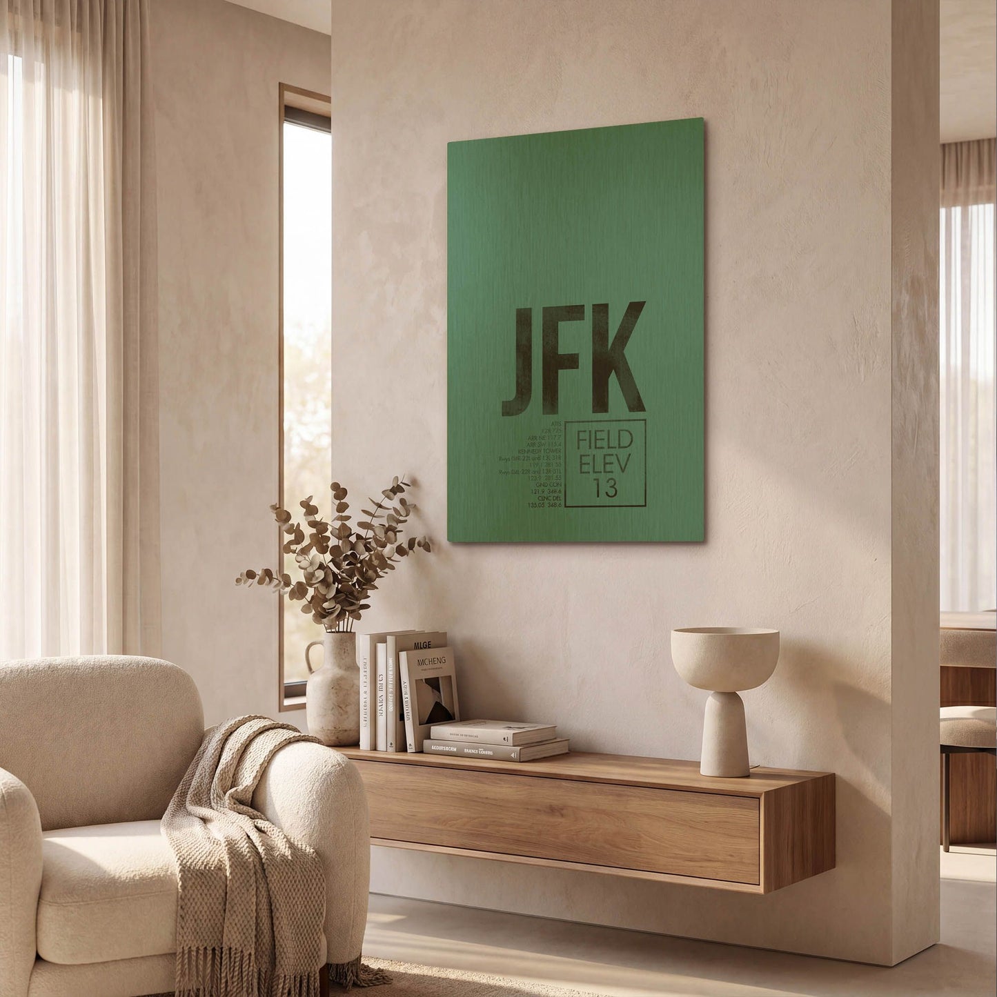 'JFK ATC' By O8 Left Gold Metal Wall Art