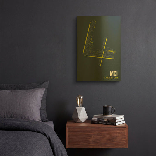 'MCI Airport Layout' By O8 Left Gold Metal Wall Art