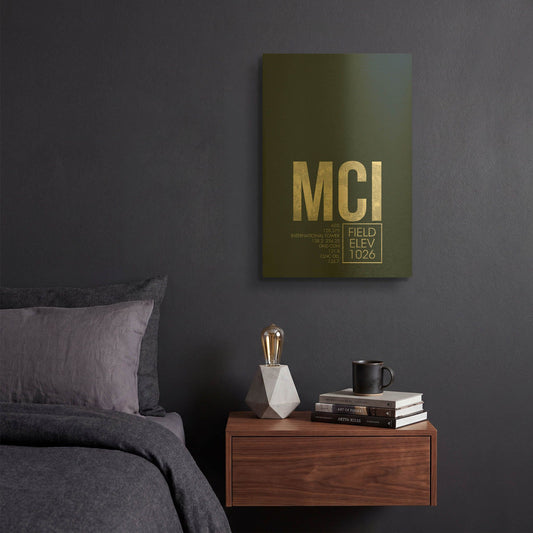 'MCI ATC' By O8 Left Gold Metal Wall Art