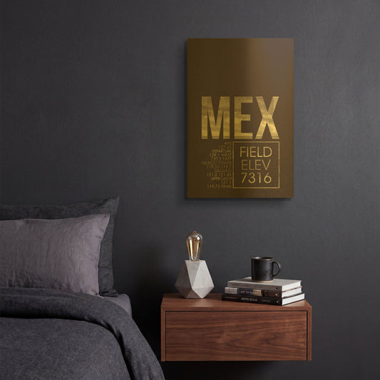 'MEX ATC' By O8 Left Gold Metal Wall Art