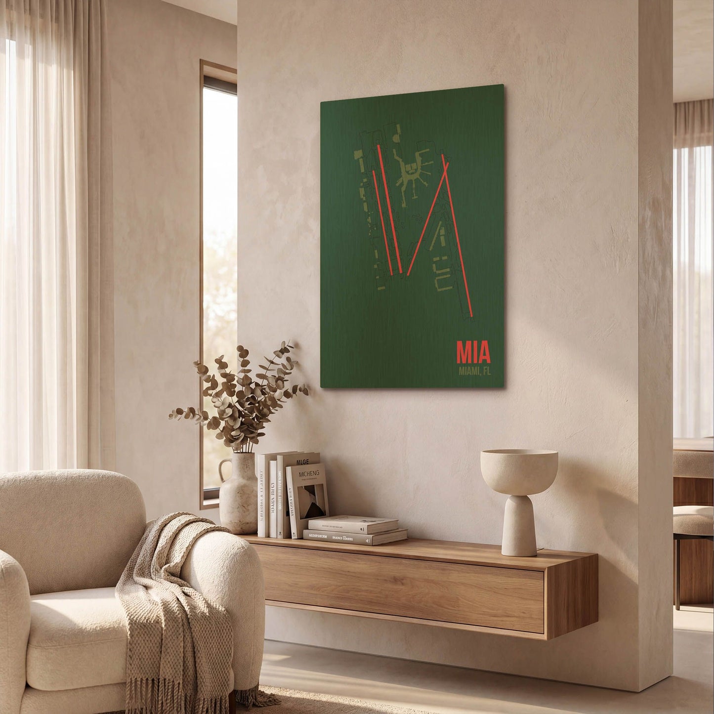 'MIA Airport Layout' By O8 Left Gold Metal Wall Art