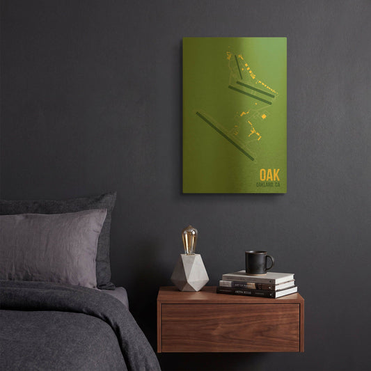 'OAK Airport Layout' By O8 Left Gold Metal Wall Art