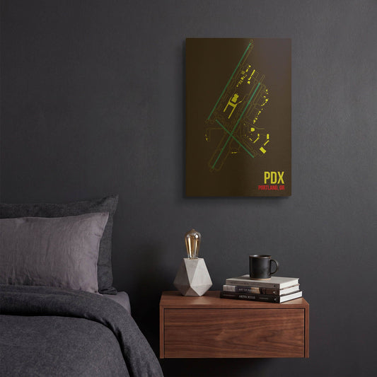 'PDX Airport Layout' By O8 Left Gold Metal Wall Art