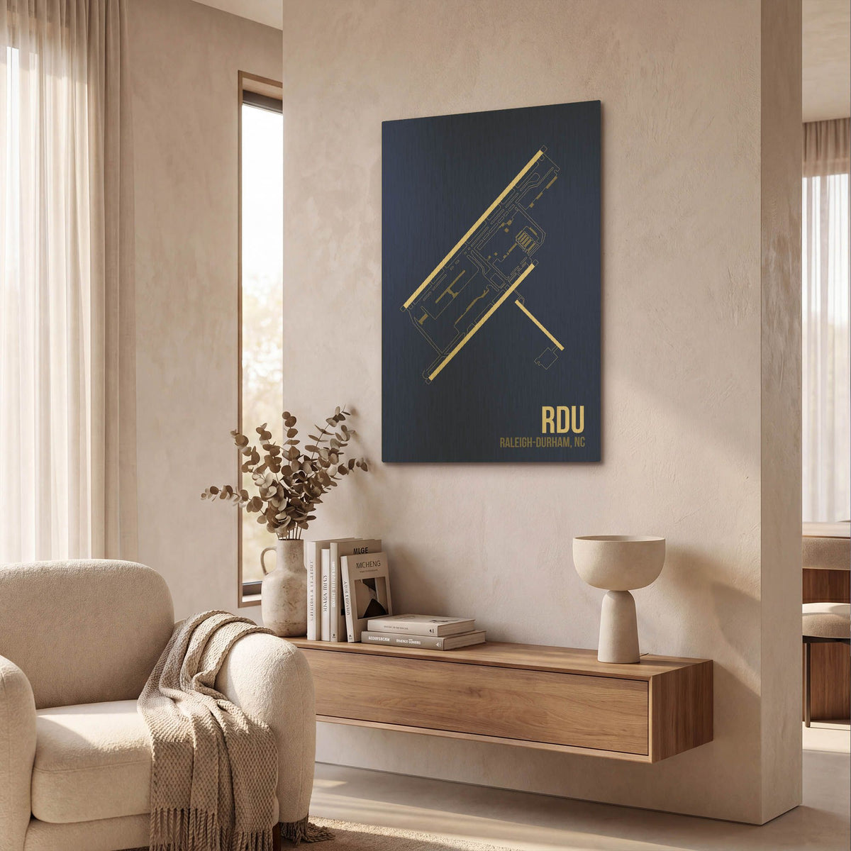 'RDU Airport Layout' By O8 Left Gold Metal Wall Art