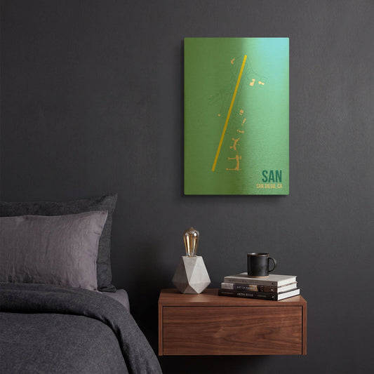 'SAN Airport Layout' By O8 Left Gold Metal Wall Art