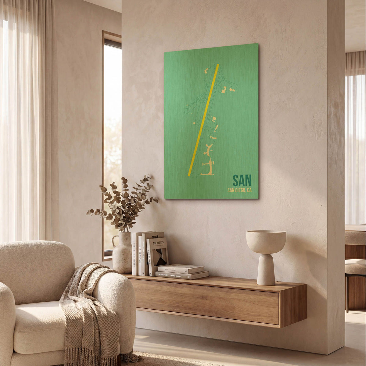'SAN Airport Layout' By O8 Left Gold Metal Wall Art