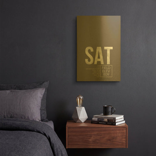 'SAT ATC' By O8 Left Gold Metal Wall Art