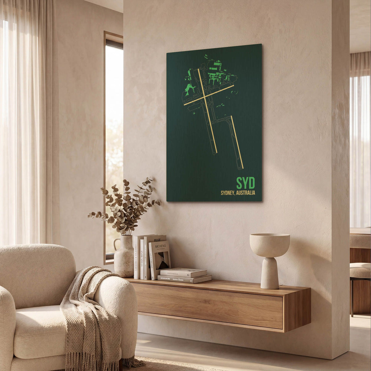 'SYD Airport Layout' By O8 Left Gold Metal Wall Art
