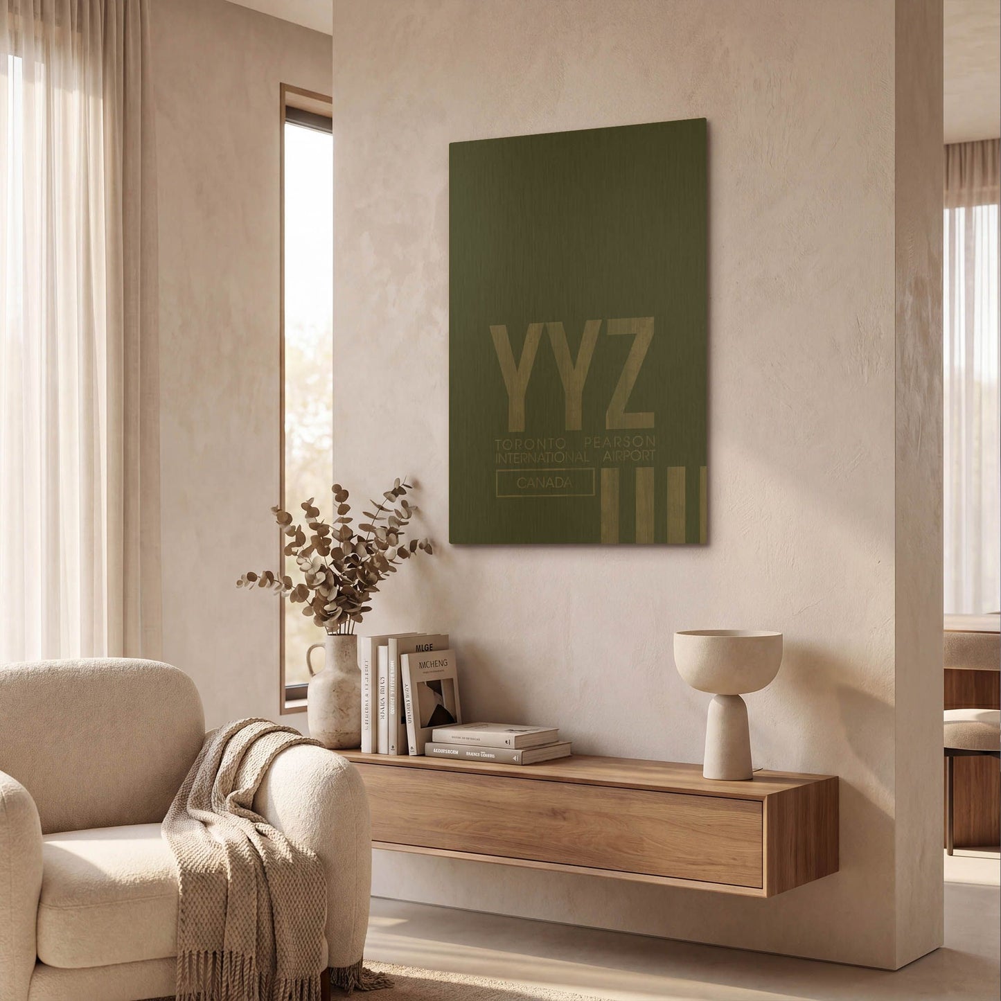 'YYZ Airport Layout' By O8 Left Gold Metal Wall Art