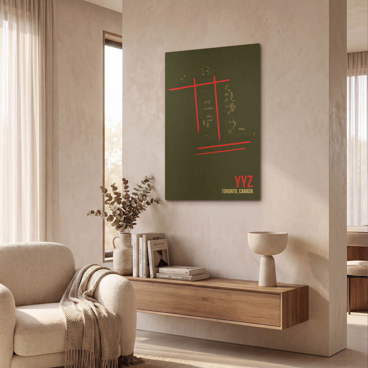 'YYZ ATC' By O8 Left Gold Metal Wall Art