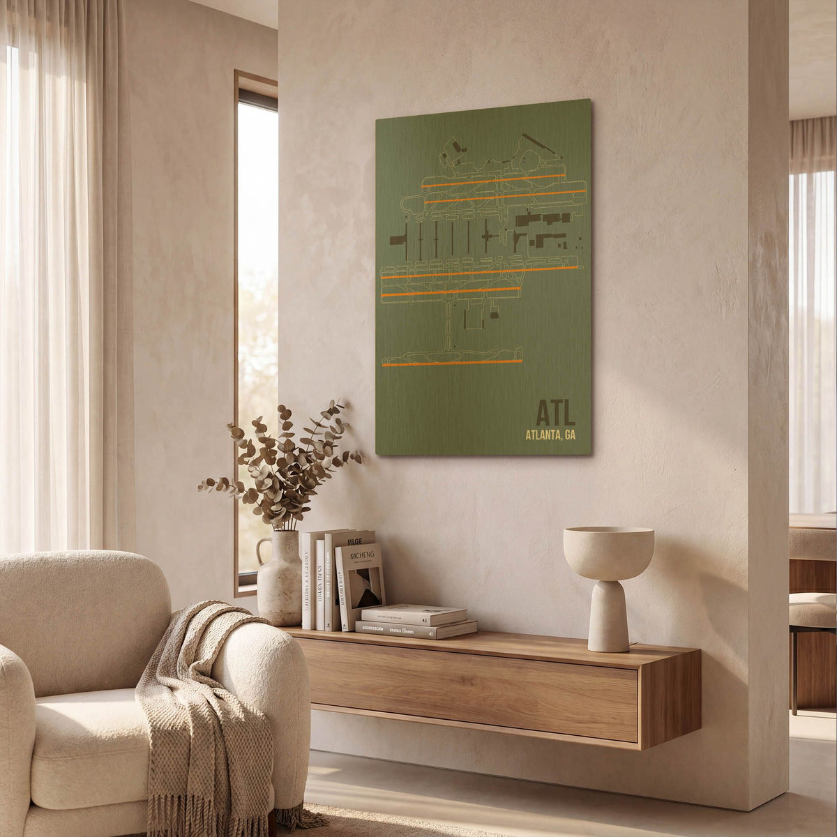 'ATL ATC' By O8 Left Gold Metal Wall Art