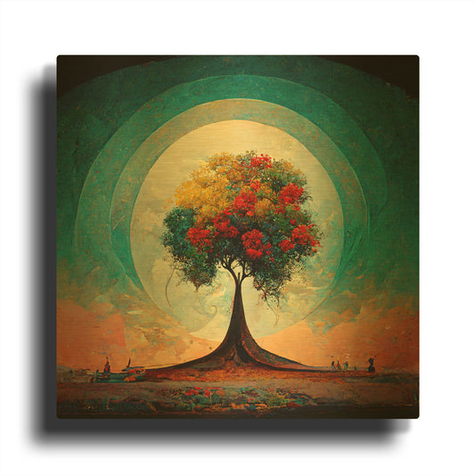 'Tree Of Life 8' By Ray Heere Gold Metal Wall Art