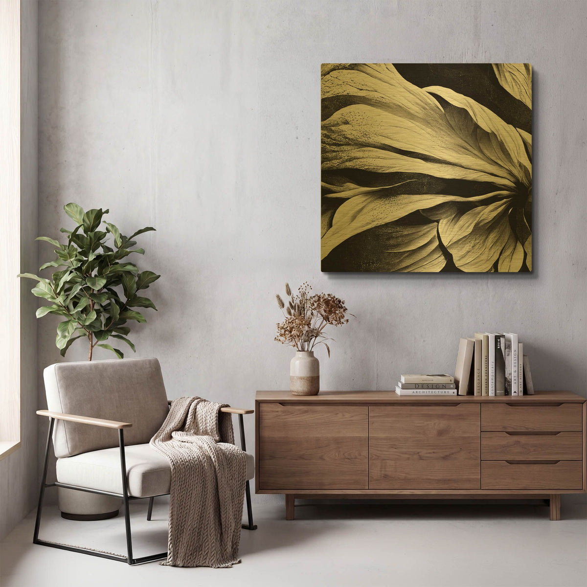 'Flowers Black White 9' By Ray Heere Gold Metal Wall Art