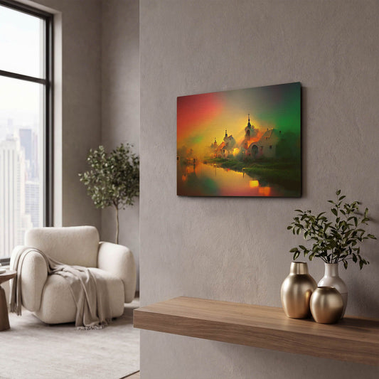 'Medieval Landscapes 3' By Ray Heere Gold Metal Wall Art