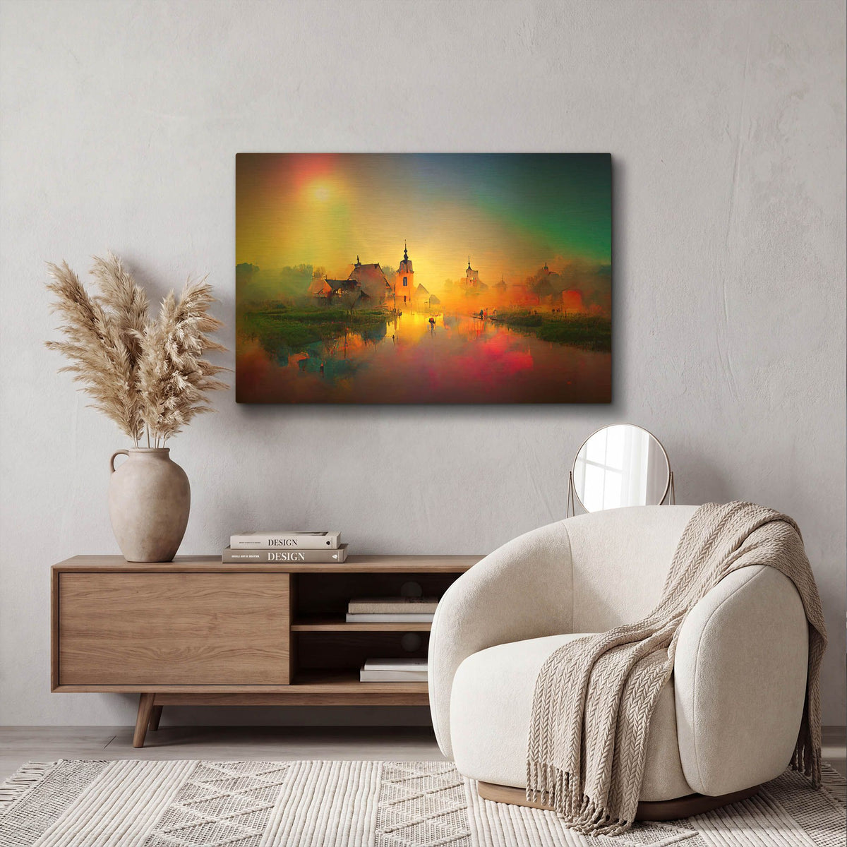 'Medieval Landscapes 4' By Ray Heere Gold Metal Wall Art