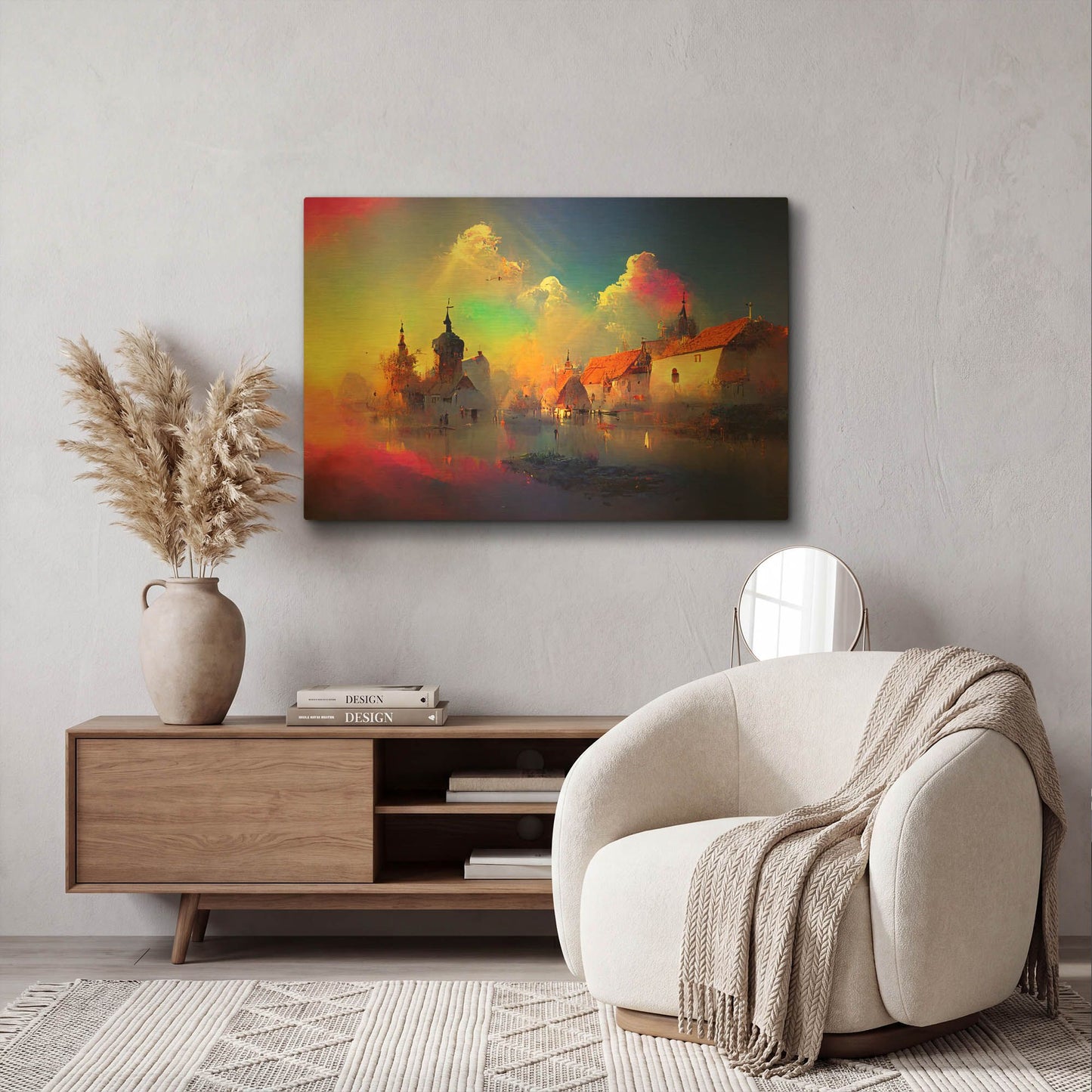 'Medieval Landscapes 5' By Ray Heere Gold Metal Wall Art