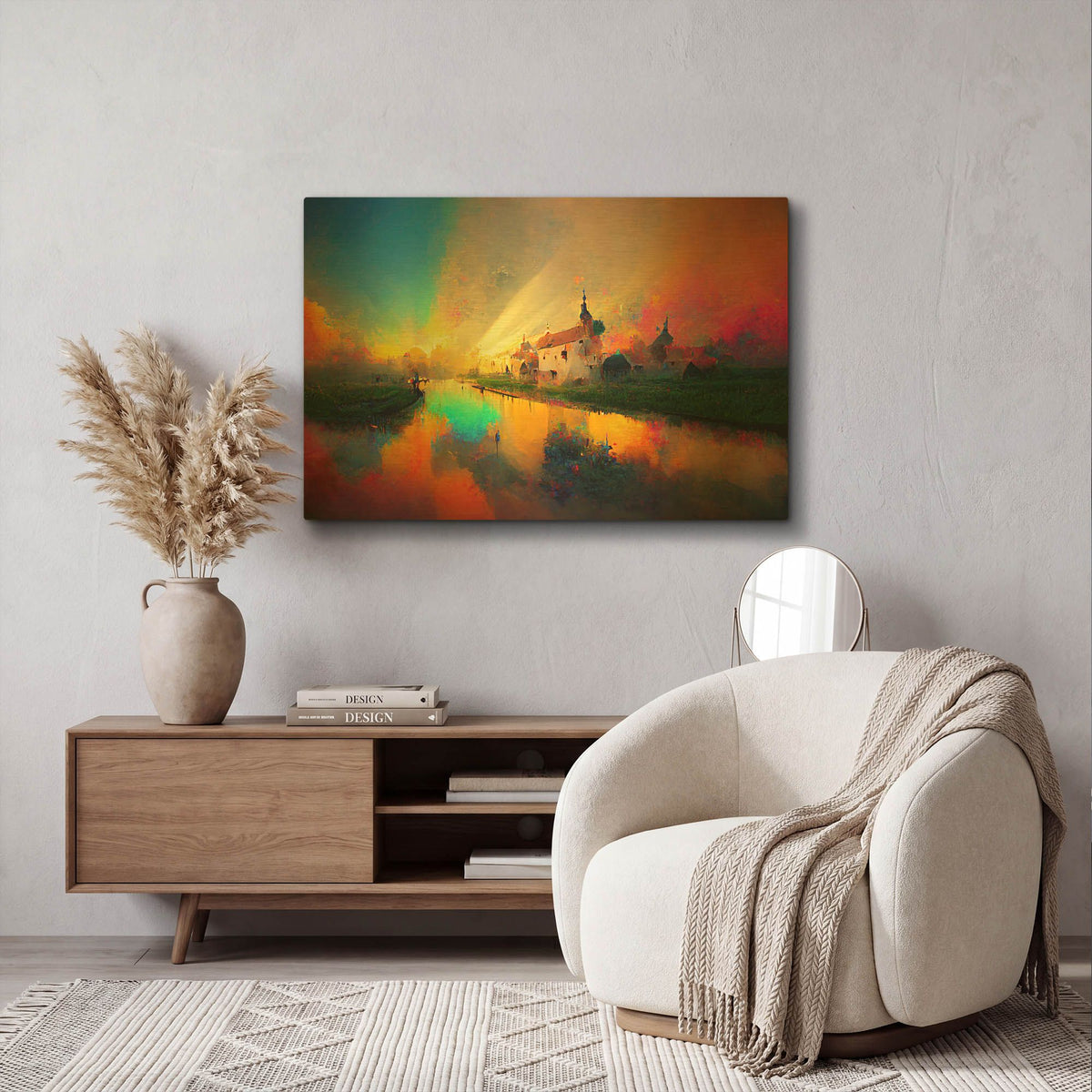 'Medieval Landscapes 7' By Ray Heere Gold Metal Wall Art