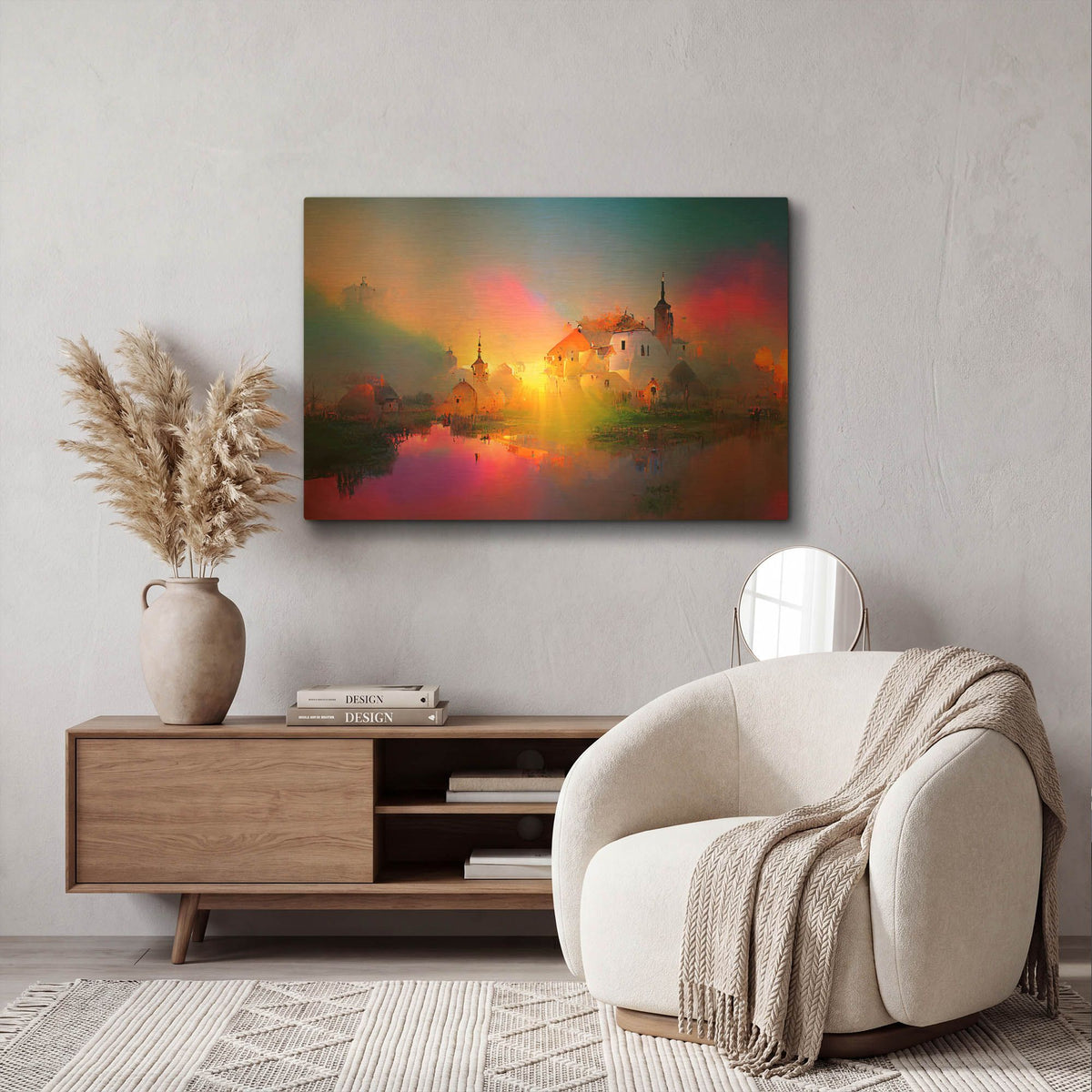 'Medieval Landscapes 8' By Ray Heere Gold Metal Wall Art