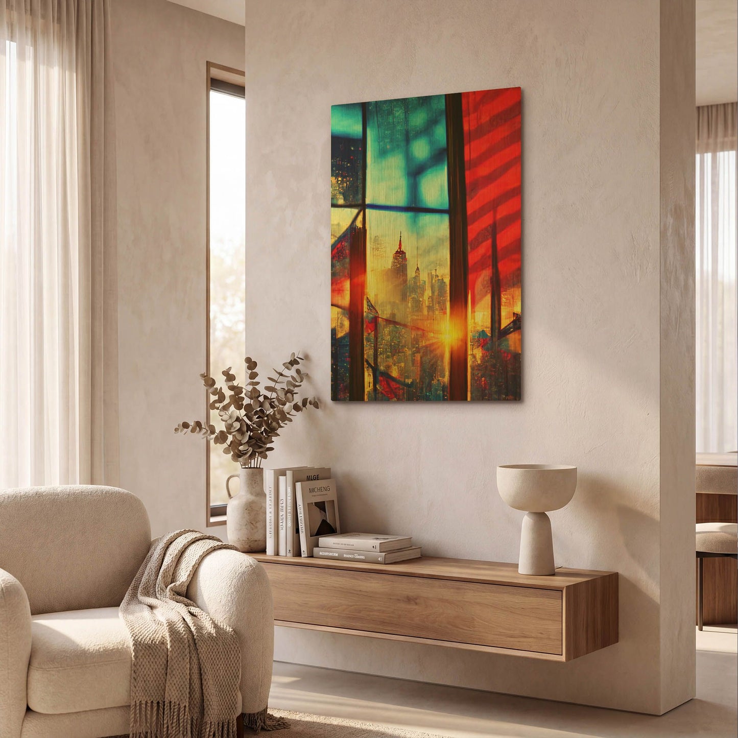 'New York 3' By Ray Heere Gold Metal Wall Art