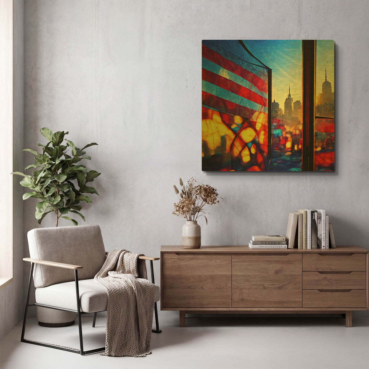 'New York 4' By Ray Heere Gold Metal Wall Art