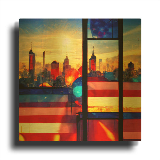 'New York 5' By Ray Heere Gold Metal Wall Art