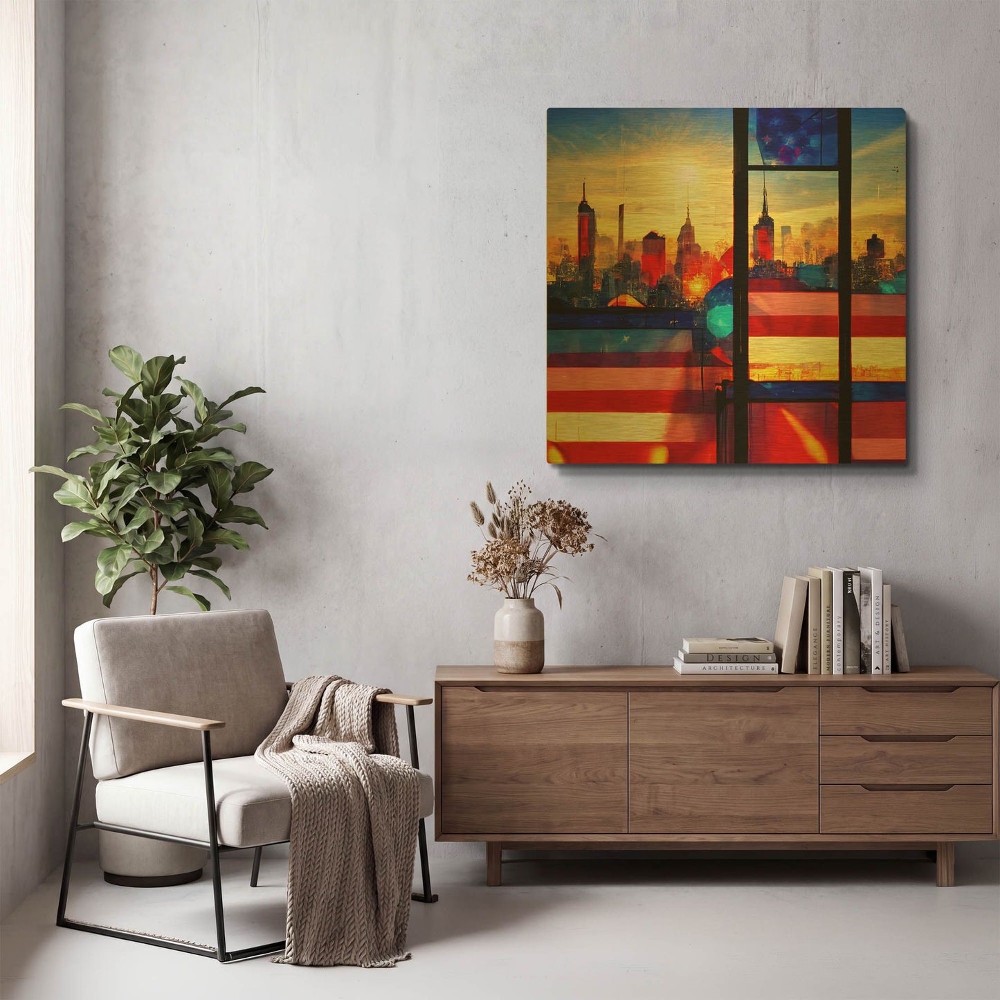 'New York 5' By Ray Heere Gold Metal Wall Art