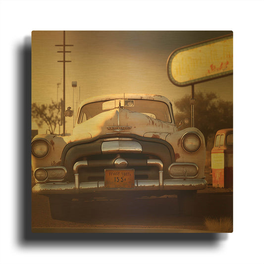 'Route 66 4' By Ray Heere Gold Metal Wall Art