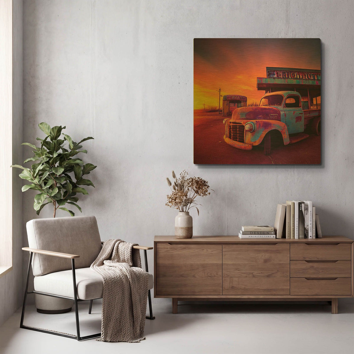 'Route 66 7' By Ray Heere Gold Metal Wall Art