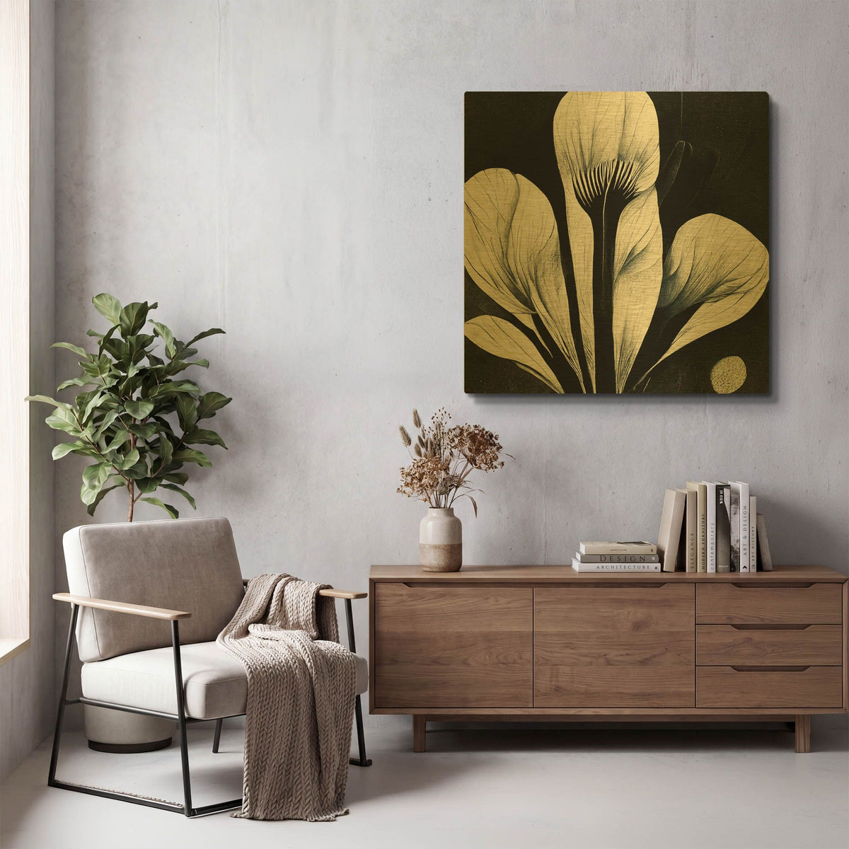 'Flowers Black White 13' By Ray Heere Gold Metal Wall Art