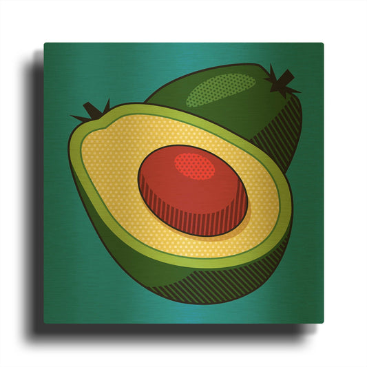 'Avocado On Blue' By Ron Magnes Gold Metal Wall Art