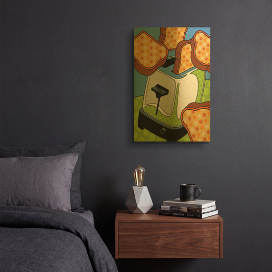 'Flying Toast' By Ron Magnes Gold Metal Wall Art